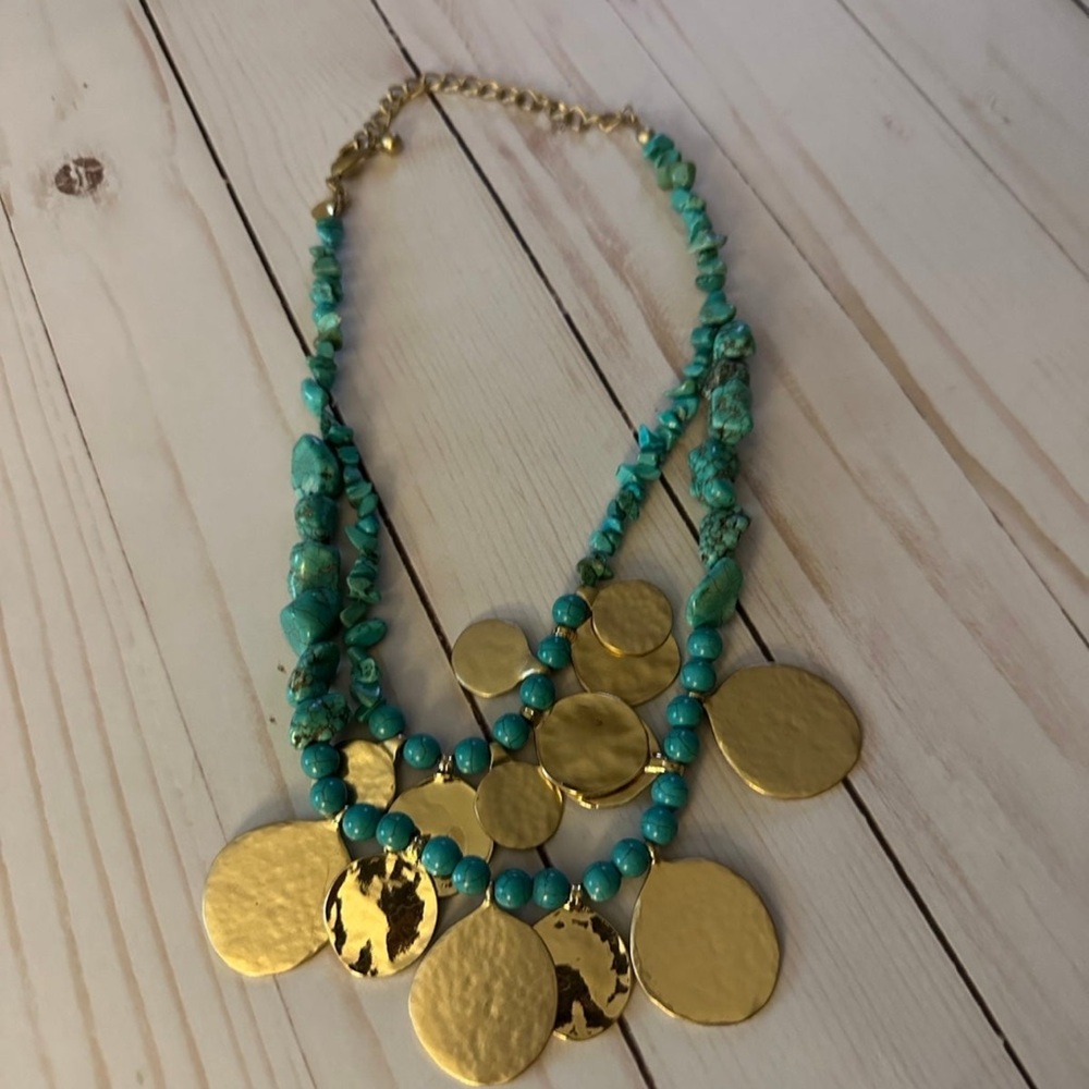 Chico’sTurquoise and Gold Statement Necklace